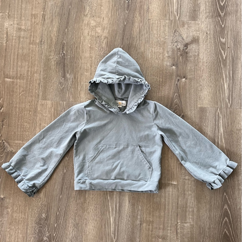 🦋2/$10 Oopsie Daisy Kids Blue Hoodie with Ruffle Details size 8